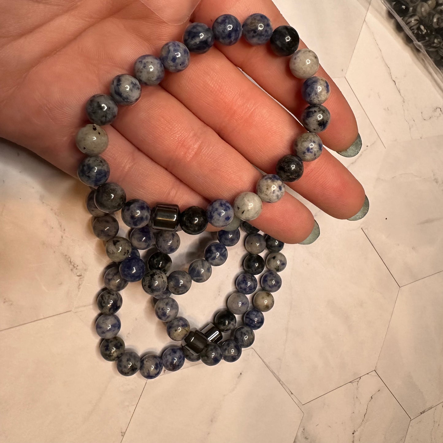 Natural Stone Healing Bracelets with Hematite