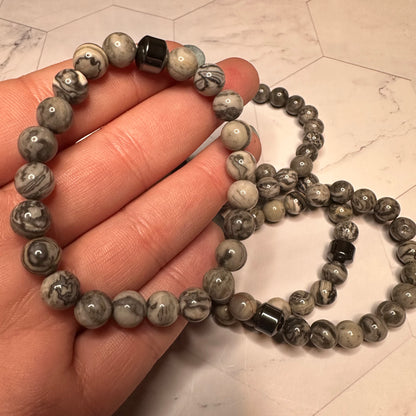 Natural Stone Healing Bracelets with Hematite