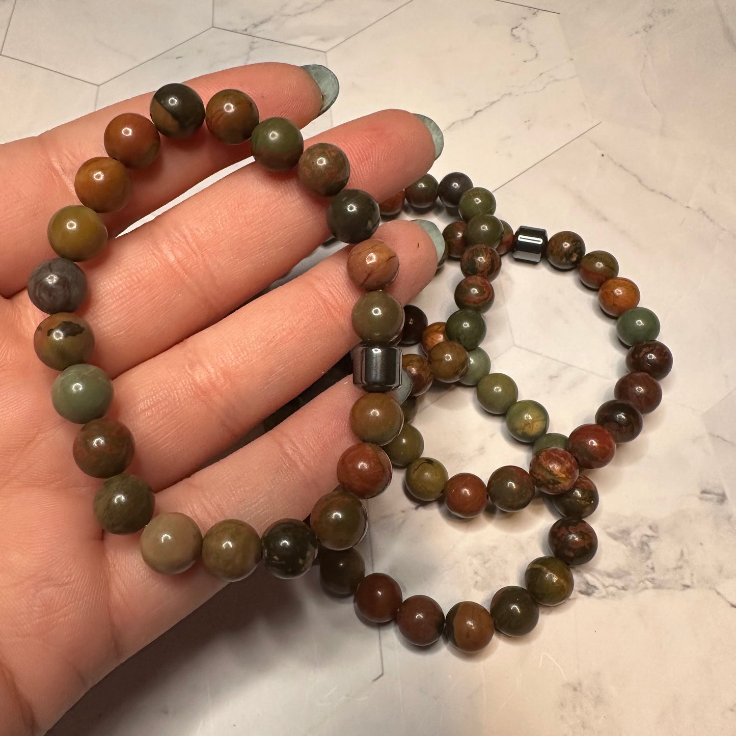 Natural Stone Healing Bracelets with Hematite