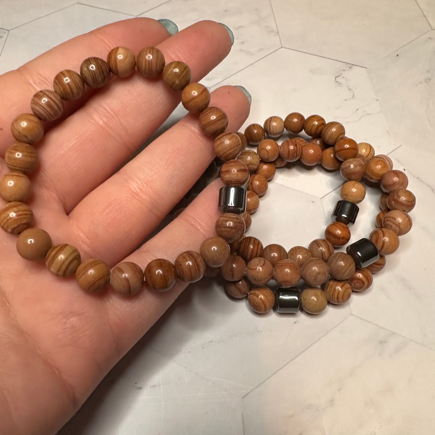 Natural Stone Healing Bracelets with Hematite