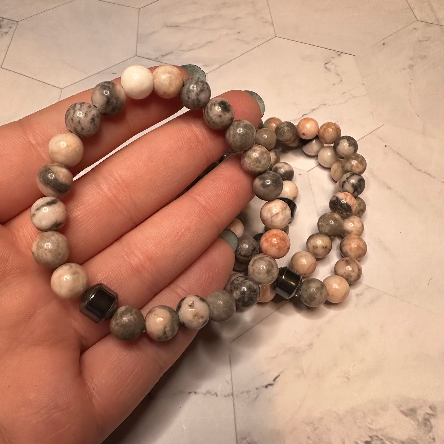 Natural Stone Healing Bracelets with Hematite