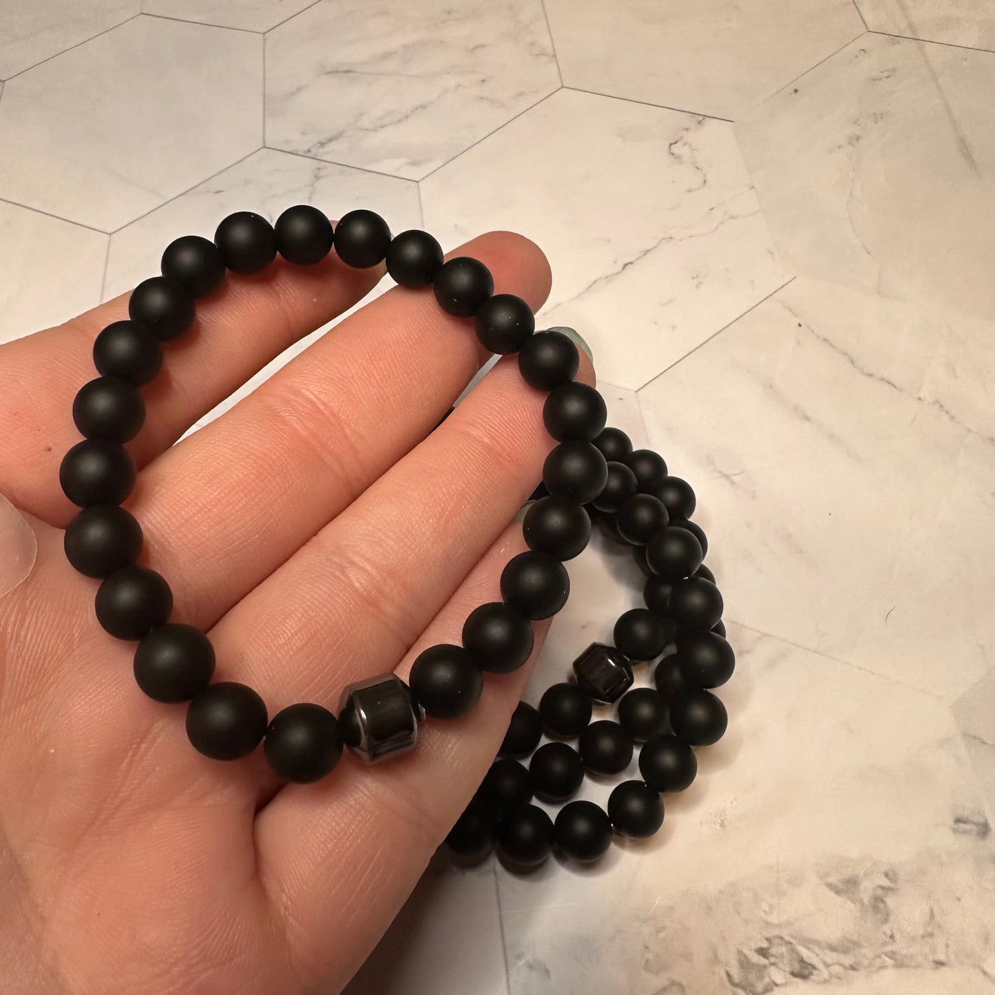 Natural Stone Healing Bracelets with Hematite