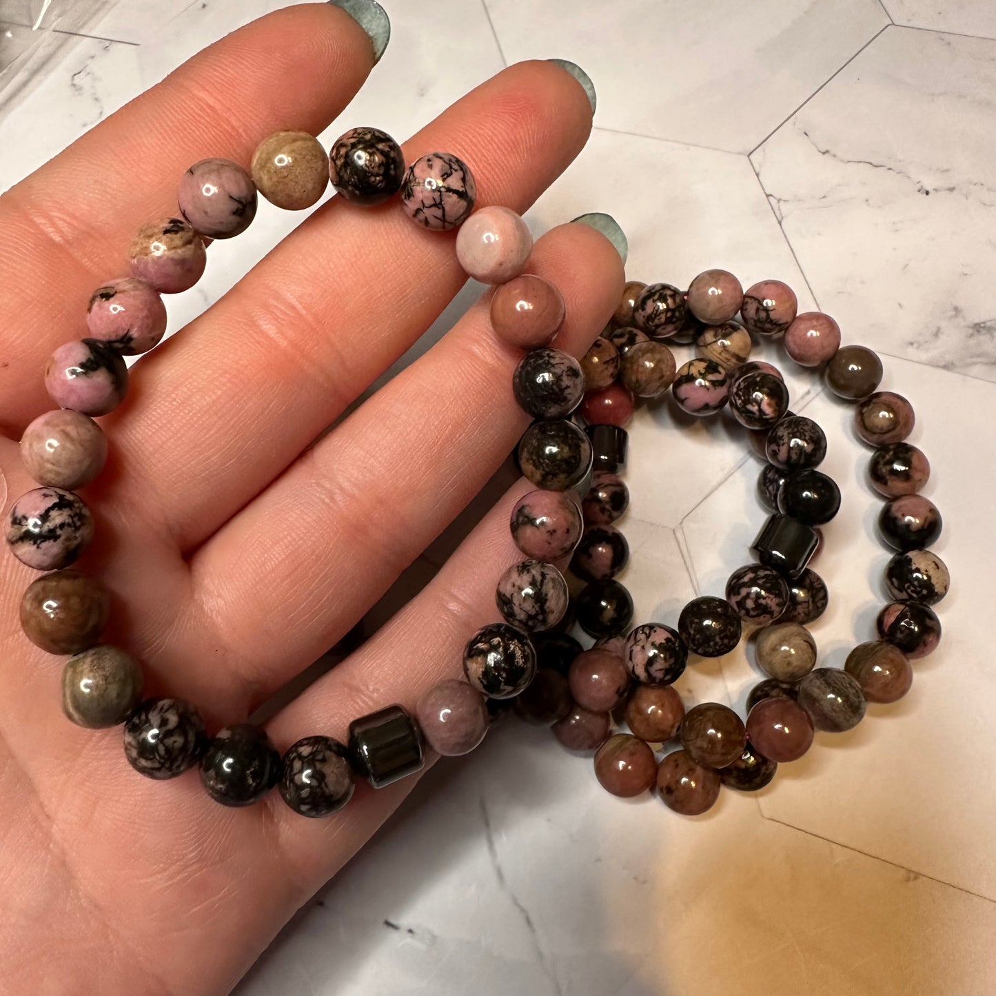 Natural Stone Healing Bracelets with Hematite