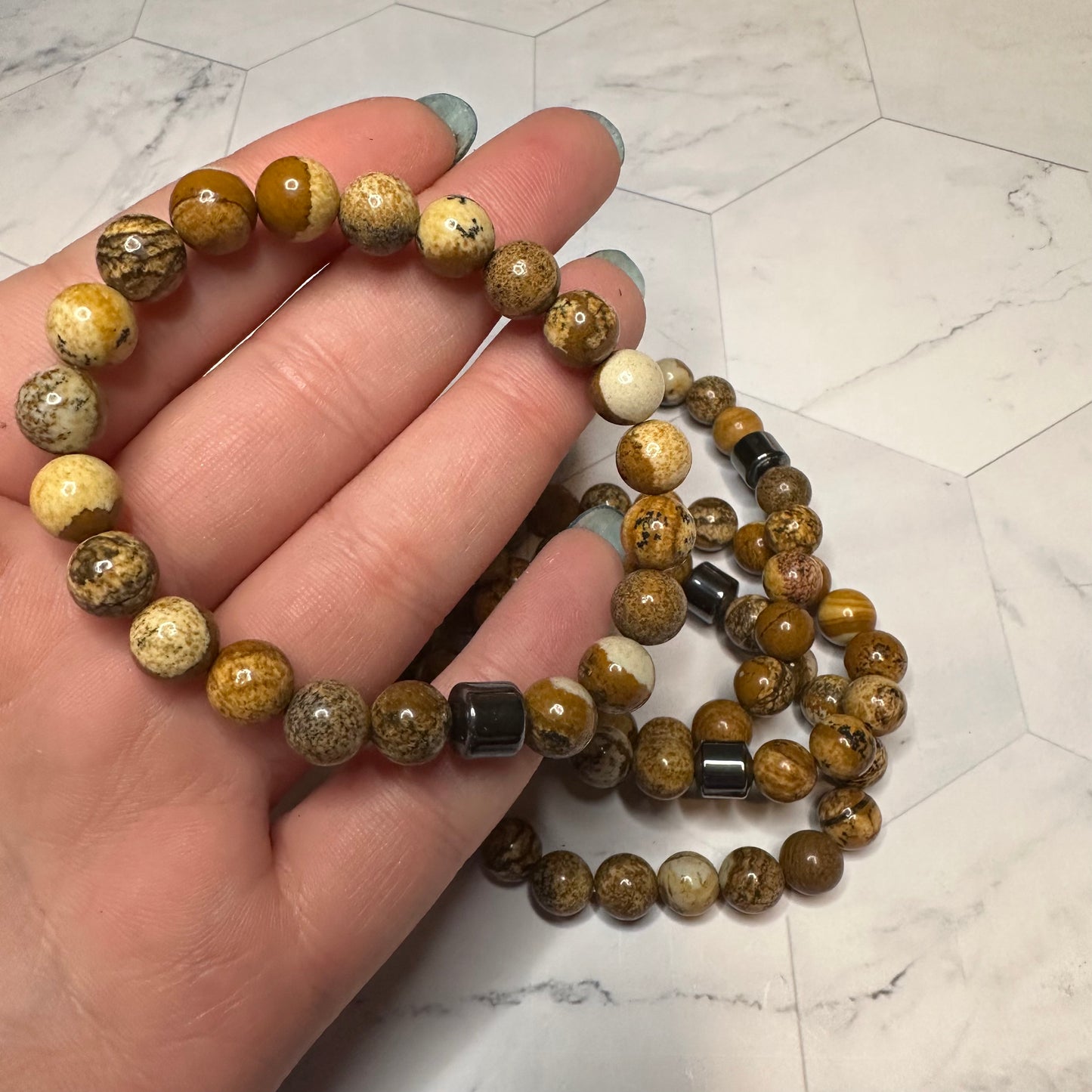 Natural Stone Healing Bracelets with Hematite