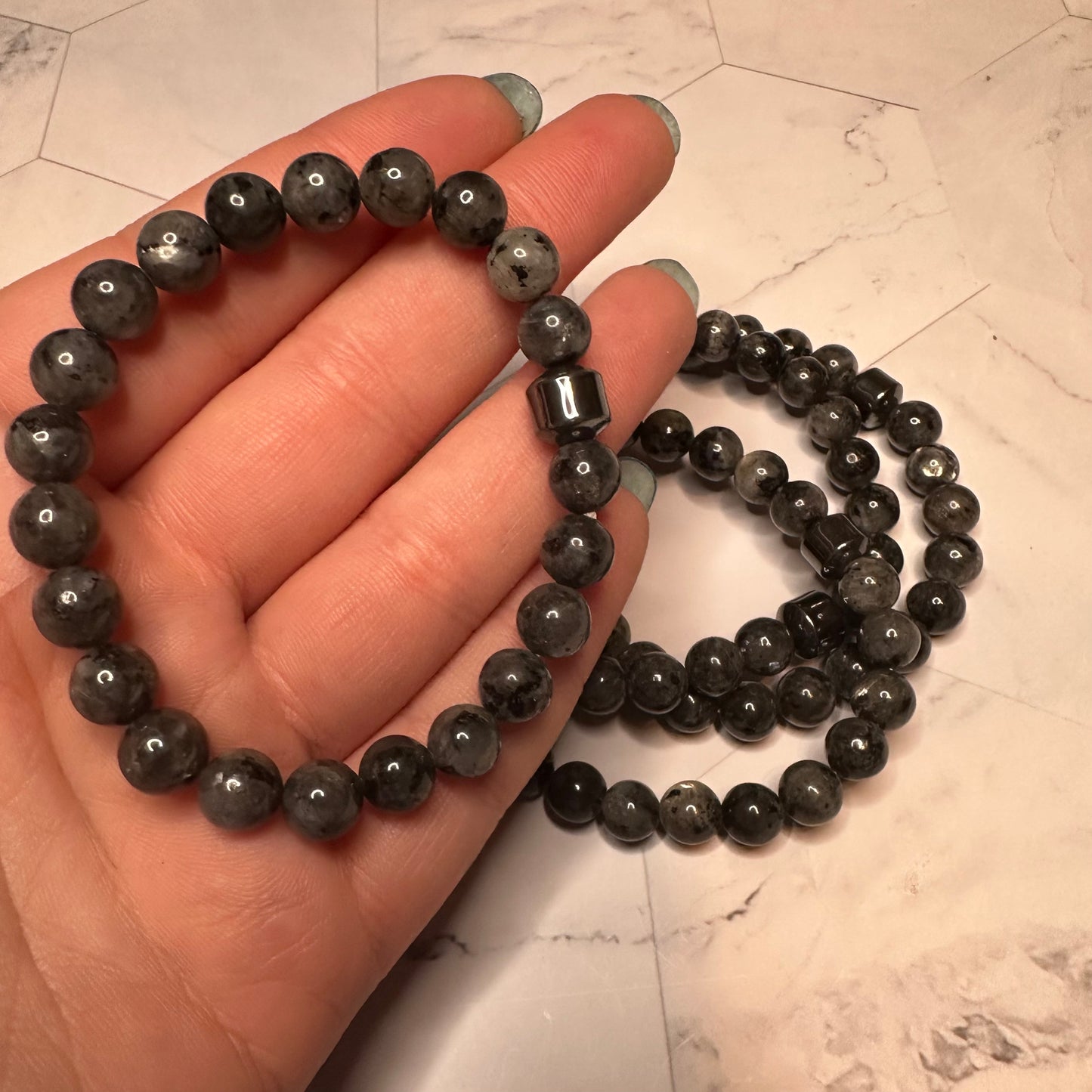 Natural Stone Healing Bracelets with Hematite