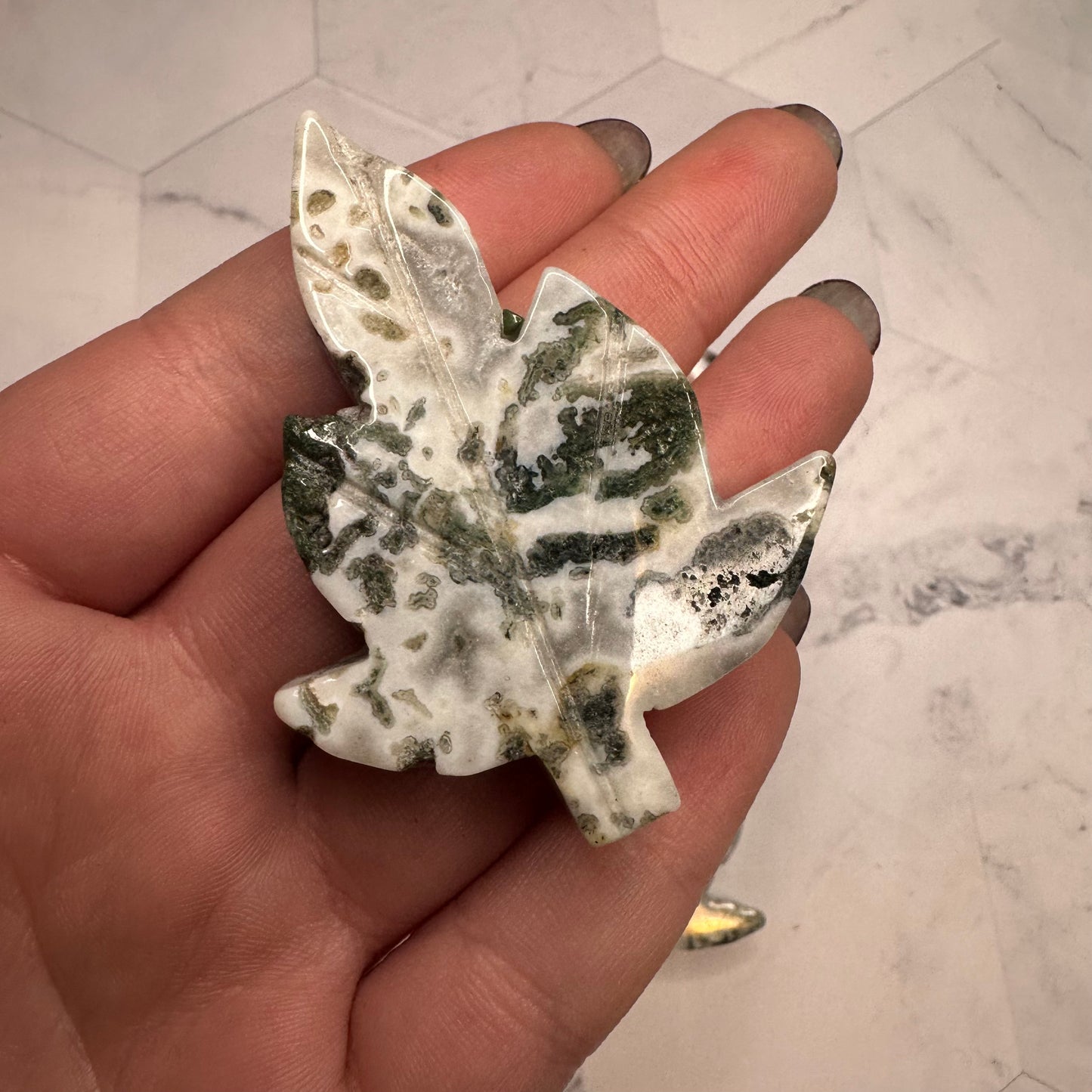 Moss Agate Sycamore Tree Carving