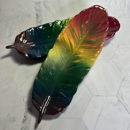 Rainbow Feather Trinket Tray