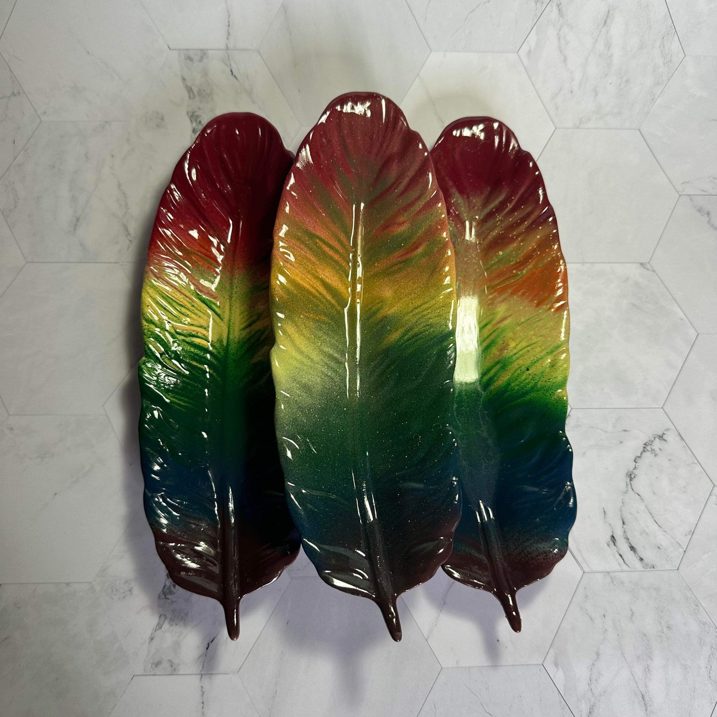 Rainbow Feather Trinket Tray