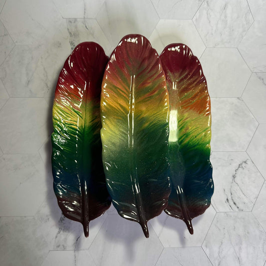 Rainbow Feather Trinket Tray