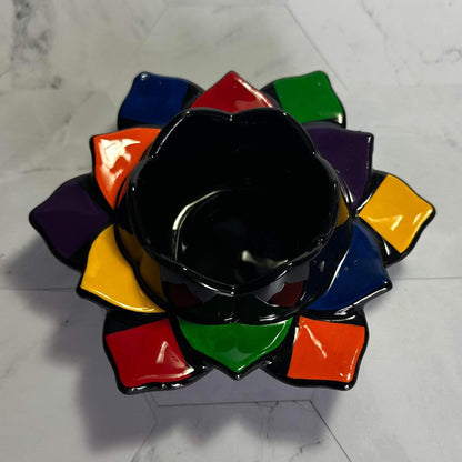 Rainbow Lotus Sphere/Candle Holder